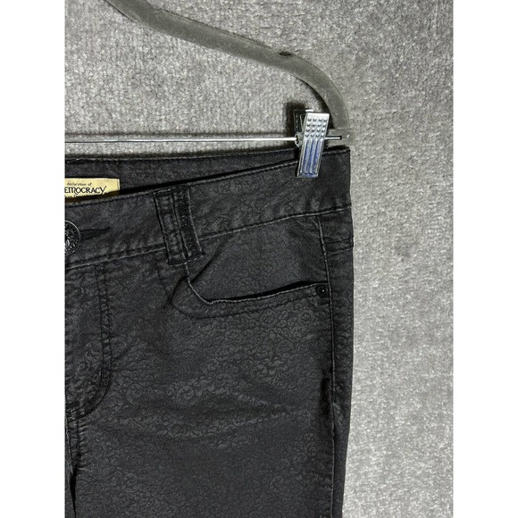 Democracy Fleur De Lis Print Justice‎ Jegging Jeans Women Size 10 Stretch Black - Picture 6 of 13